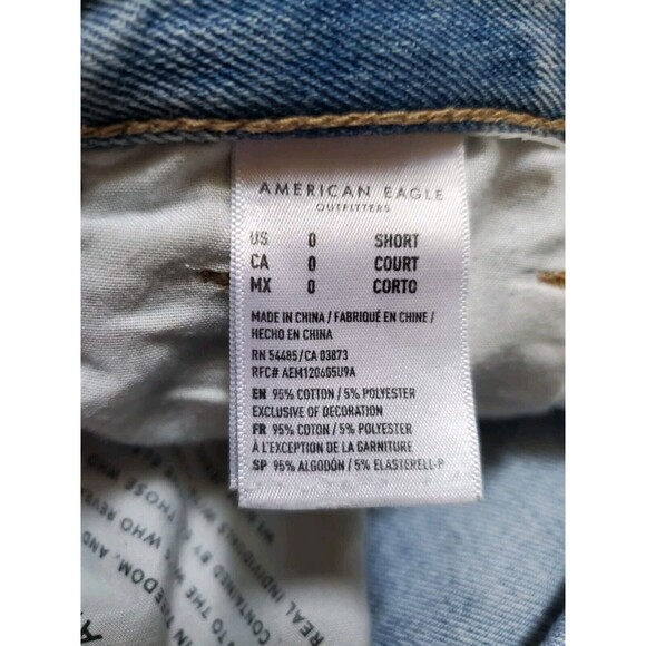 American Eagle Outfitters Pants Women Size 0 Mom Jeans Denim Short Distressed - Picture 6 of 9